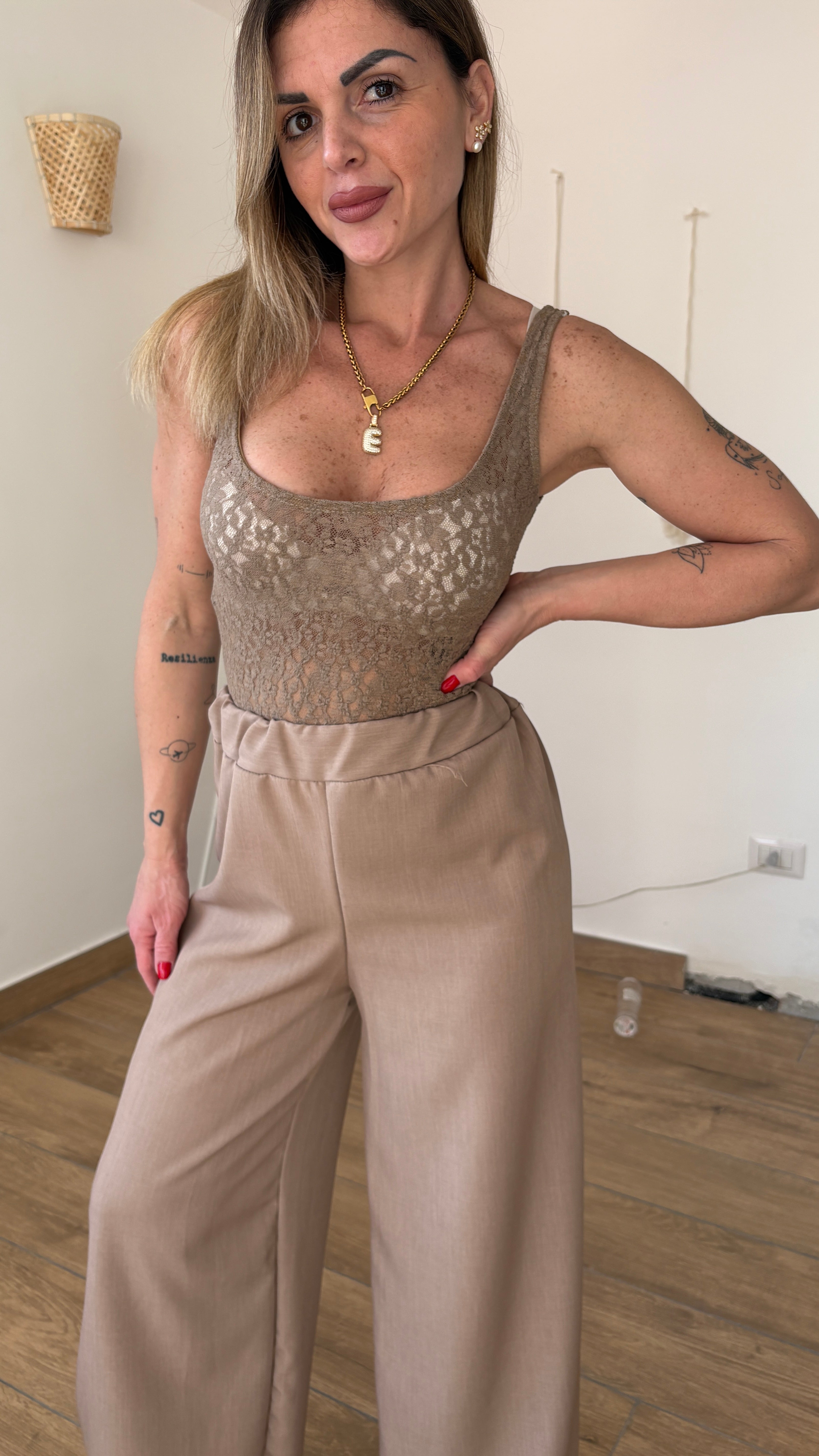 Canotta body pizzo